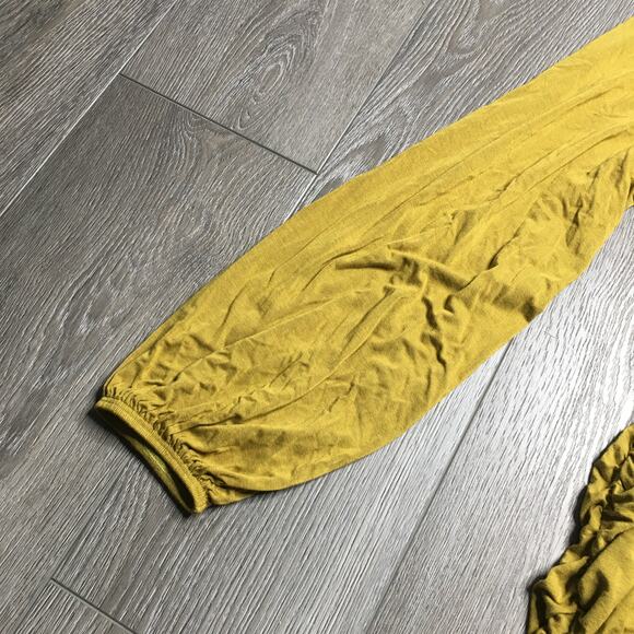 Free People Beach Miami Ruched Mini Dress Tea Leaf V Neck Party Mini Dress L - Picture 5 of 13